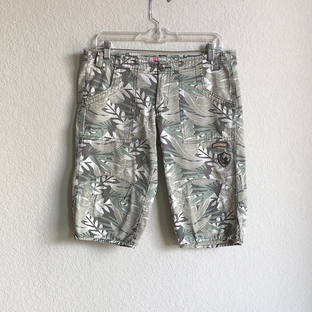 Banana Split Womens Vintage Low Rise Bermuda Shorts Tropical Camo Y2K 90s